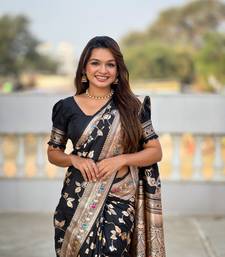 Black Banarasi Art Silk Saree With Zari Weaving Design