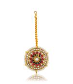 Brass gold pearl bindi borla mang teeka
