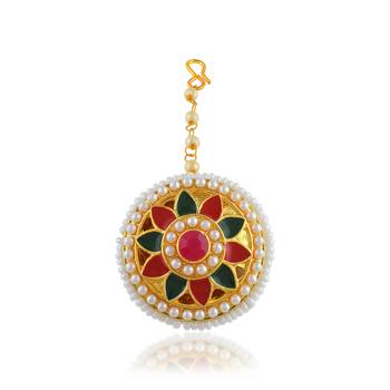 Brass gold pearl bindi borla mang teeka 1