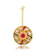 Brass gold pearl bindi borla mang teeka