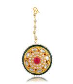 Brass gold pearl bindi borla mang teeka
