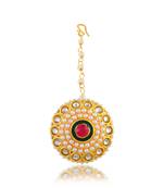 Brass gold pearl bindi borla mang teeka