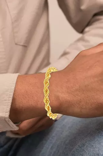 Brass micron gold thick rope design bracelet