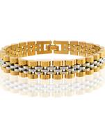 Stainless steel dual colour gold plated thick heavy bracelet