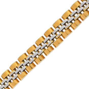 Stainless steel dual colour gold plated thick heavy bracelet 2