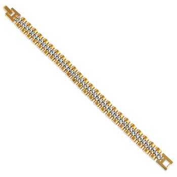 Stainless steel dual colour gold plated thick heavy bracelet 3