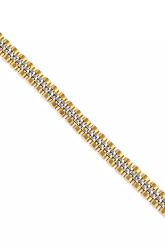 Stainless steel dual colour gold plated thick heavy bracelet