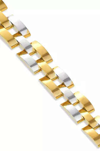 Stainless steel dual colour gold plated thick heavy bracelet