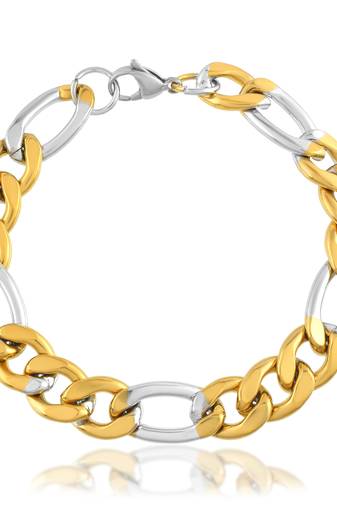 Brass dual colour gold plated heavy men bracelet