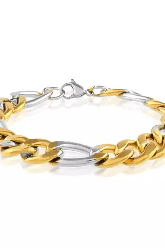 Brass dual colour gold plated heavy men bracelet
