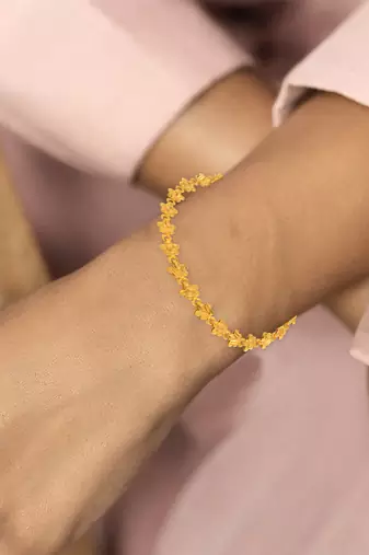 Brass micron gold floral design women bracelet