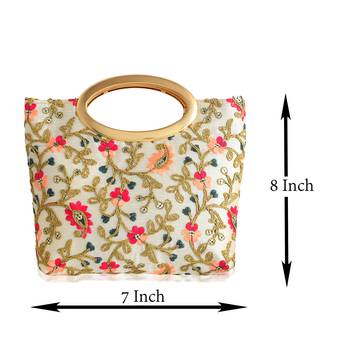 Beige handmade embroidery clutch small handbag 1
