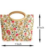 Beige handmade embroidery clutch small handbag