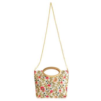 Beige handmade embroidery clutch small handbag 3