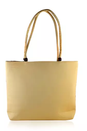 Beige colouful hand embroidery big handbag for women