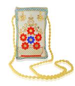 Beige hand embroidery mobile pouch