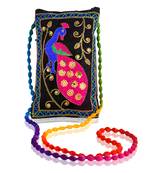 Black sequin work handmade mobile pouch