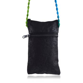 Black sequin work handmade mobile pouch 2