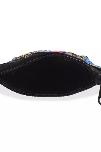 Black sequin work handmade mobile pouch