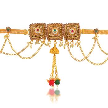 Brass gold women waistbelt traditional kamarbandh ethnic 2