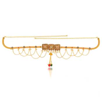 Brass gold women waistbelt traditional kamarbandh ethnic 3