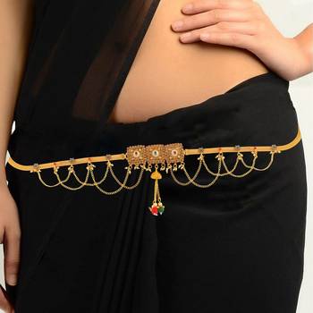 Brass gold women waistbelt traditional kamarbandh ethnic 4