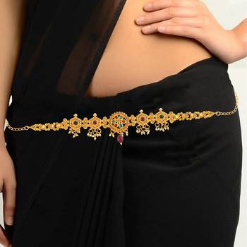 Brass gold handmade women waistbelt traditional kamarbandh 4