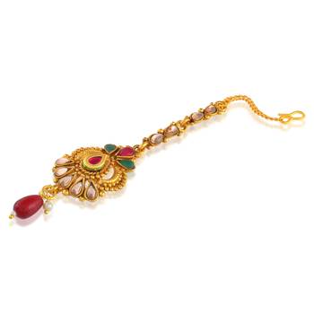 Brass gold traditional mang tikka bridal jewellery women 2