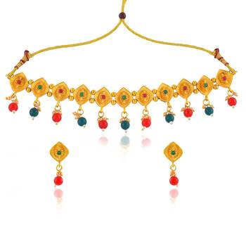 Brass gold traditional necklace set wedding bridal for women 1