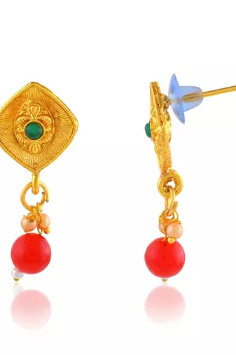 Brass gold traditional necklace set wedding bridal for women