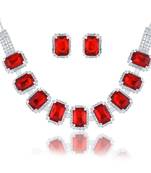 Brass imitation ruby diamond necklace set women