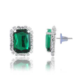 Brass imitation emerald diamond necklace set women 3