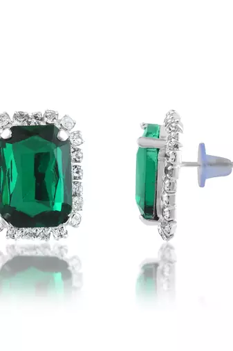 Brass imitation emerald diamond necklace set women