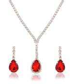 Brass imitation ruby diamond necklace set women