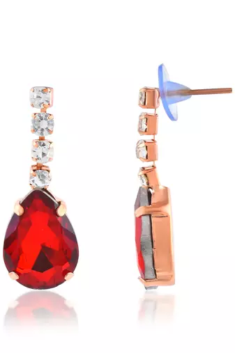 Brass imitation ruby diamond necklace set women