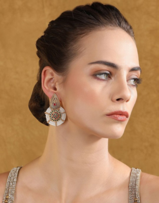 Antique gold traditional earrings - ethnic jewelry 1