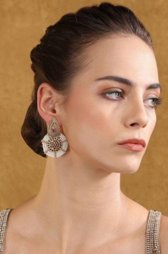 Antique gold traditional earrings - ethnic jewelry