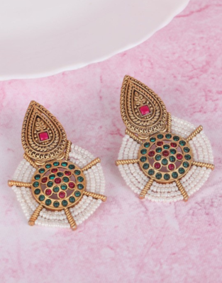 Antique gold traditional earrings - ethnic jewelry 3