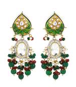Green Meena Kundan Polki Earrings Wedding Jewelry