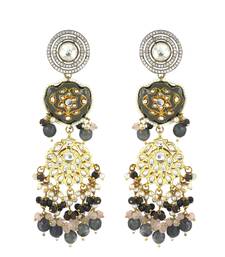Grey Meena Quartz Beaded Dangle Earrings Wedding Jewelry