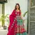 Pink silk fabric print ceremonial gown with dupatta
