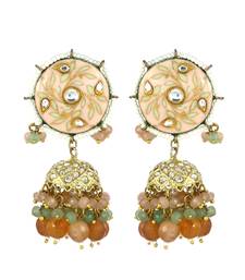 Kundan Meena Zircon Jhumka Earrings Wedding Jewelry