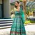 Sea green silk fabric print ceremonial gown with dupatta