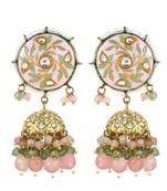 Pink Meena Rose Quartz Jhumki Earrings Wedding Jewelry