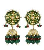 Green Meena Green Onyx Jhumki Earrings Wedding Jewelry