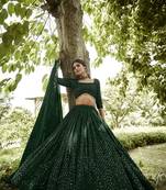 Green Beautiful Designer Embroidery Work Girlie Bridesmaid Lehenga