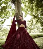 Maroon Beautiful Designer Embroidery Work Girlie Bridesmaid Lehenga