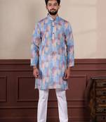 Blue sophisticated men's kurta payjama for ceremonial wear