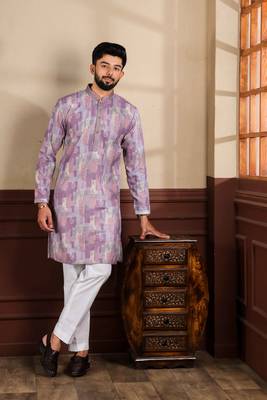 Wine cotton blend men's kurta payjama with i3 1