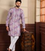 Wine cotton blend men's kurta payjama with i3